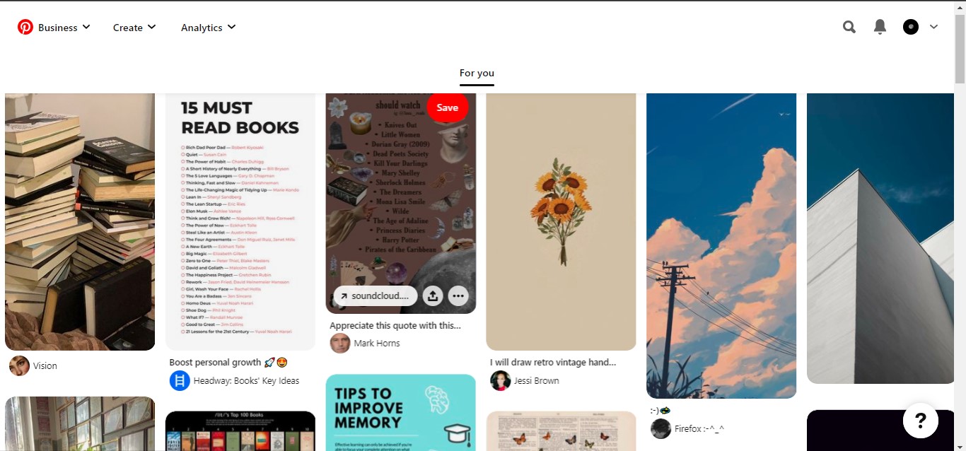 Home Feed of Pinterest Feed
